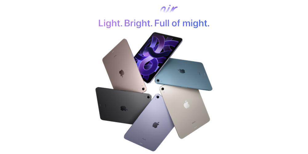 iPad air. Light. Bright. Full of might.