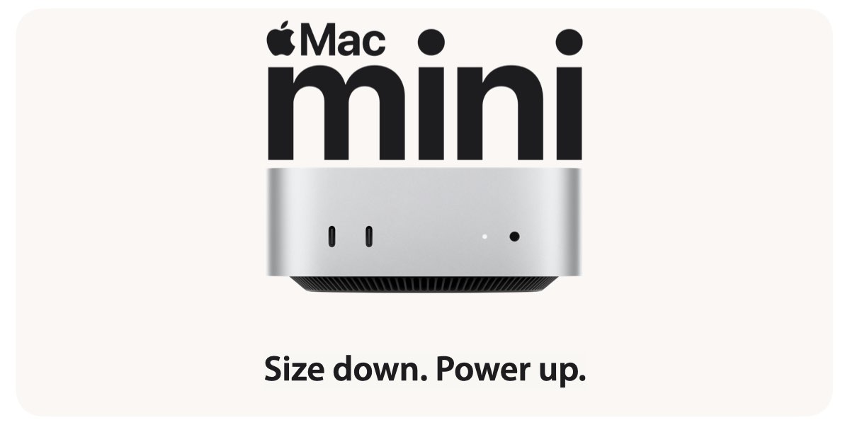 mac mini size down power up